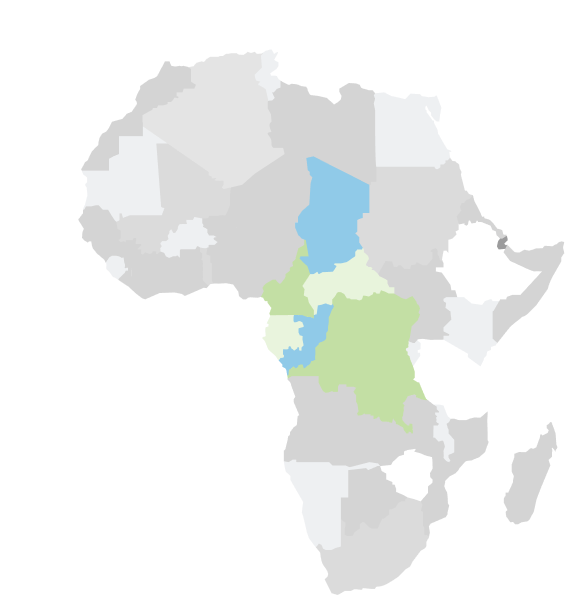 Carte de présence de MoK™ en Afrique centrale